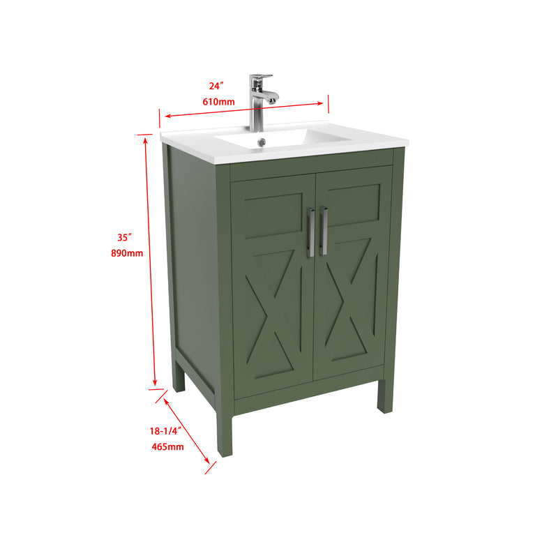 1907  24" Bathroom Vanity Cabinet Set