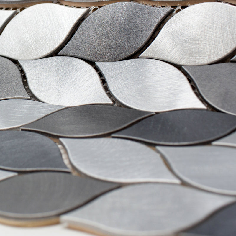 AFD-07  Aluminum Silver And Grey Leaf Metal Mosaic Tile