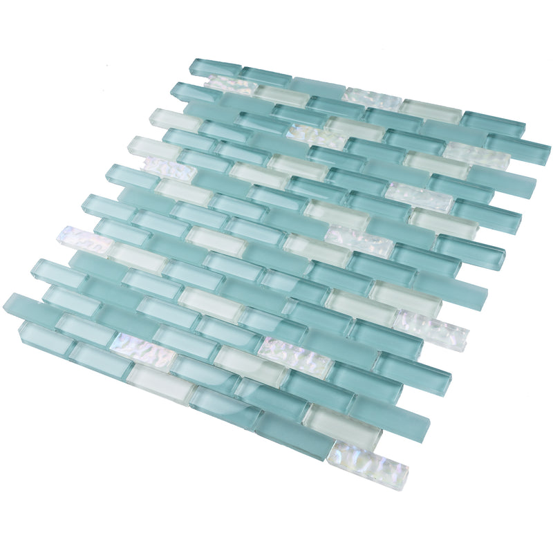BCD-07  Baby Blue Brick Glass Mosaic Tile