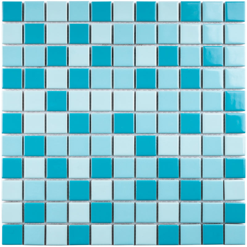 BT-PM19  1 X 1 Creamy Blue Porcelain Satin Mosaic Tile