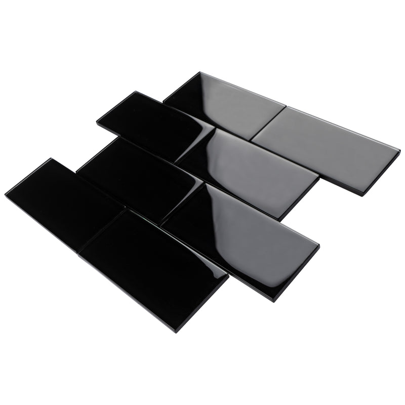 CSA-04  Black 3X6 Glass Subway Tile