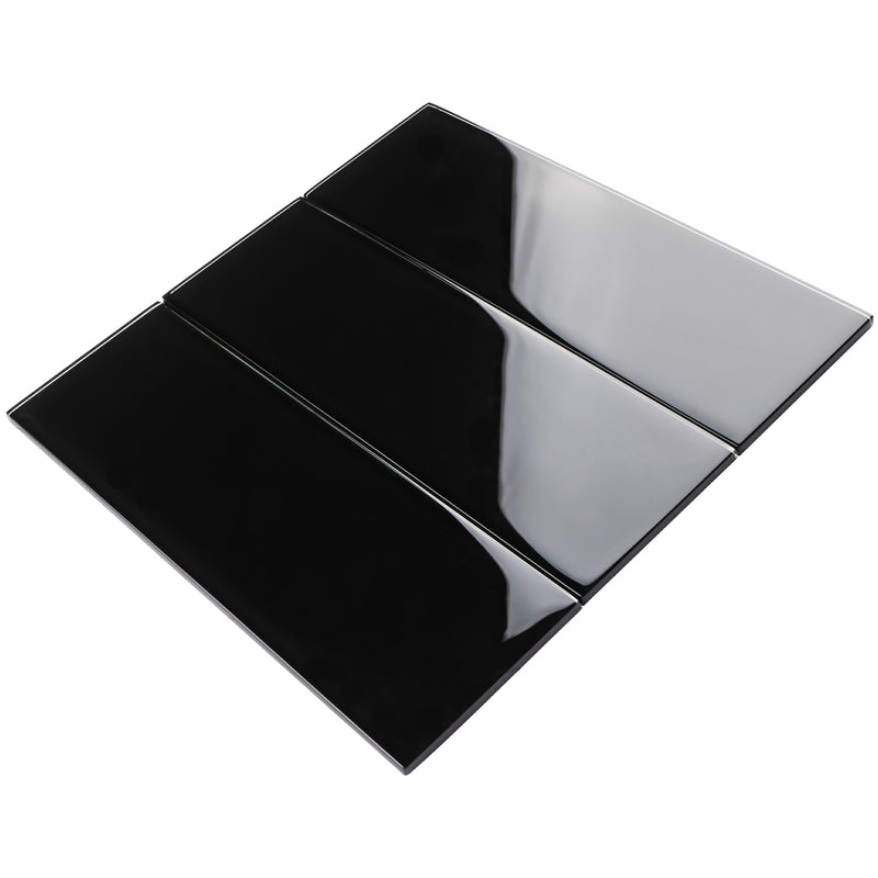 CSB-04  Black 4X12 Glass Subway Tile