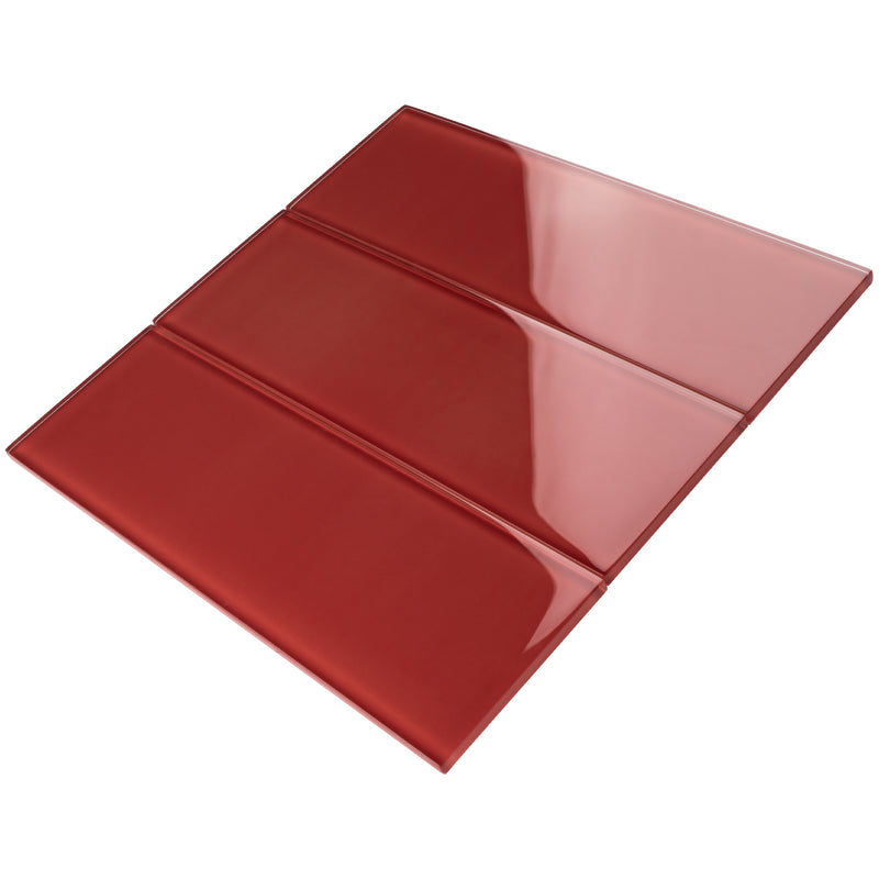 CSB-08  Red 4X12 Glass Subway Tile