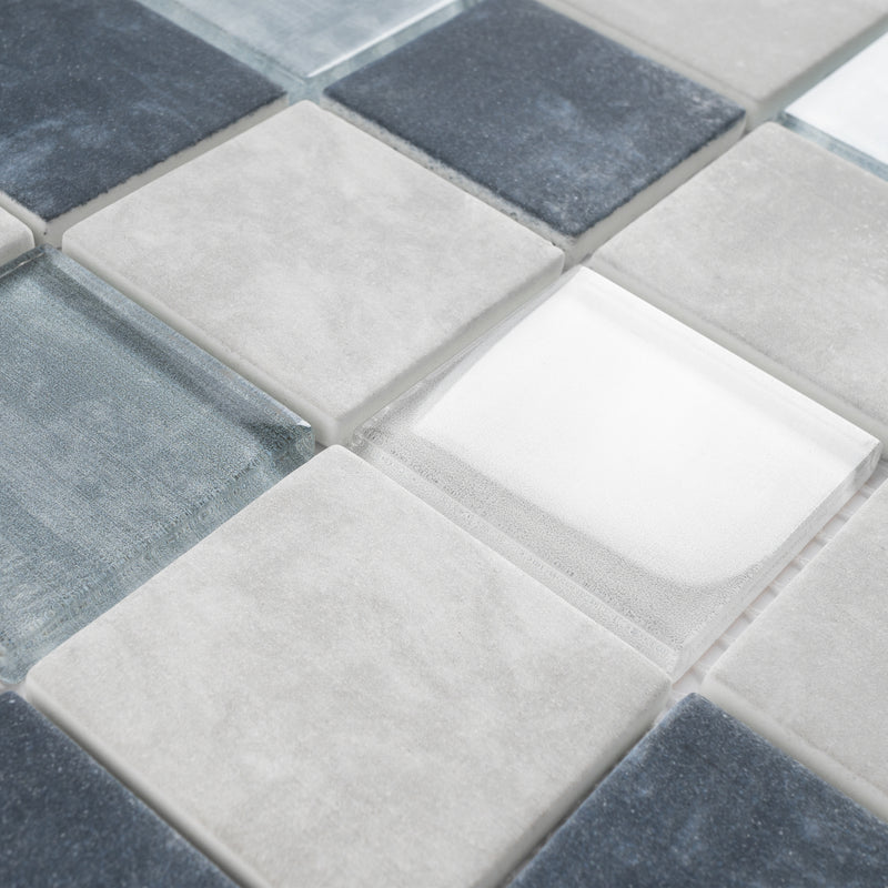 REGL-01  Stormy-Blue&Ivory Glass And Recycled Glass Mosaic Tile