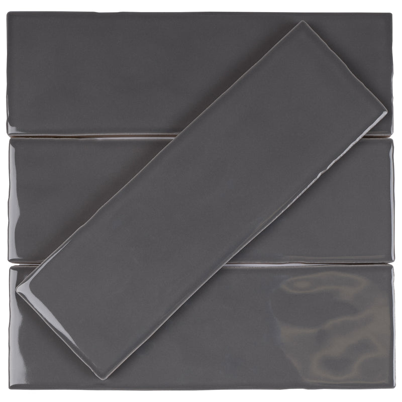 BORGO 2.6"x7.9" Polished Porcelain Floor and Wall Tile - Graphite Gray
