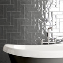 BORGO 2.6"x7.9" Polished Porcelain Floor and Wall Tile - Graphite Gray