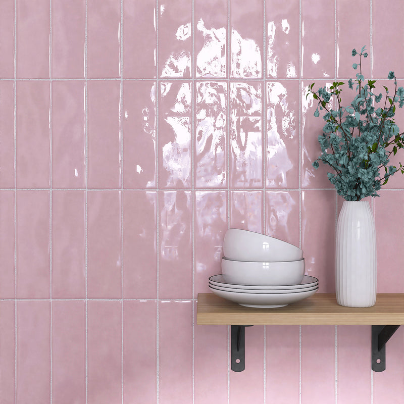 BORGO 2.6"x7.9" Polished Porcelain Floor and Wall Tile - Pink
