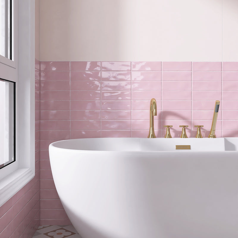 BORGO 2.6"x7.9" Polished Porcelain Floor and Wall Tile - Pink