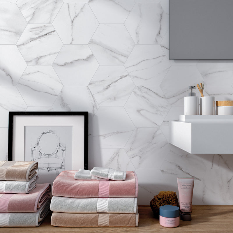 ELEGANCE 7.7"x8.9" Matte Porcelain Floor and Wall Tile - White