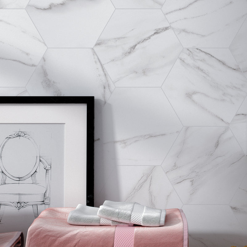 ELEGANCE 7.7"x8.9" Matte Porcelain Floor and Wall Tile - White