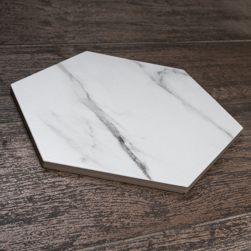 ELEGANCE 7.7"x8.9" Matte Porcelain Floor and Wall Tile - White