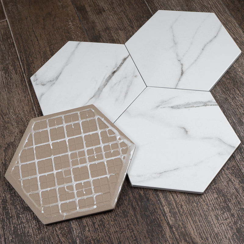 ELEGANCE 7.7"x8.9" Matte Porcelain Floor and Wall Tile - White