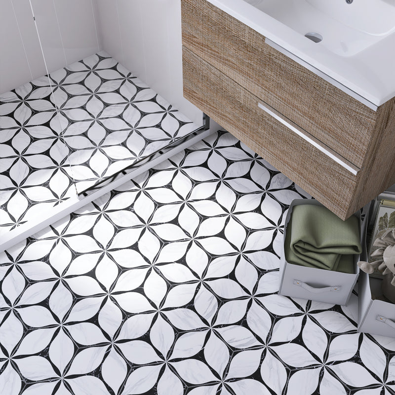COROLA 7.7"x8.9" Matte Porcelain Floor and Wall Tile - Black