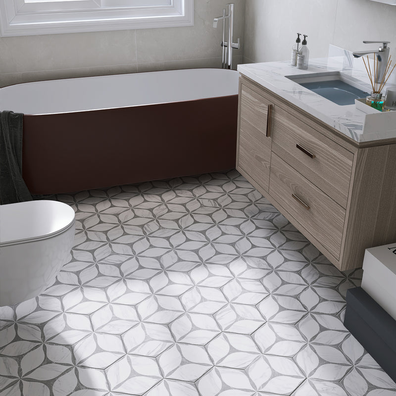 ELEGANCE 7.7"x8.9" Matte Porcelain Floor and Wall Tile - Gray