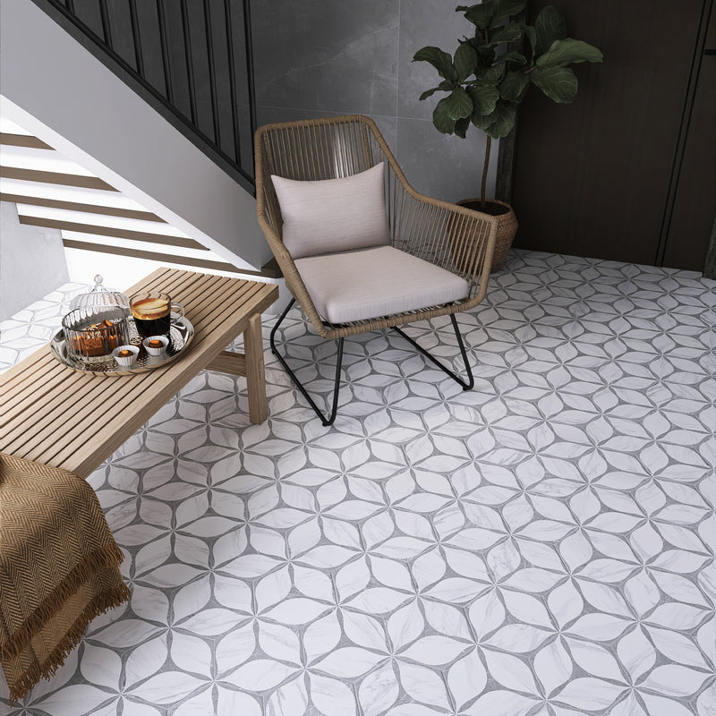 ELEGANCE 7.7"x8.9" Matte Porcelain Floor and Wall Tile - Gray