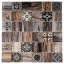 Classic Roman Wood Beige 11.82 in. x 11.82 in. Squares Glossy Glass Mosaic Tile