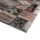 Classic Roman Wood Beige 11.82 in. x 11.82 in. Squares Glossy Glass Mosaic Tile