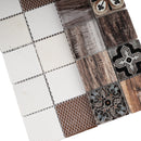 Classic Roman Wood Beige 11.82 in. x 11.82 in. Squares Glossy Glass Mosaic Tile