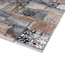 Classic Roman Wood Blue 11.82 in. x 11.82 in. Squares Glossy Glass Mosaic Tile