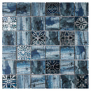 Classic Roman Art Blue 11.82 in. x 11.82 in. Squares Glossy Glass Mosaic Tile