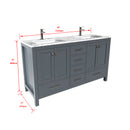 1901  60" Bathroom Vanity Cabinet Set