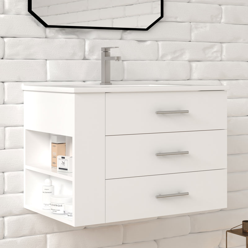 1906  30" Bathroom Vanity Wall Mount Set(Left Side Shelf)