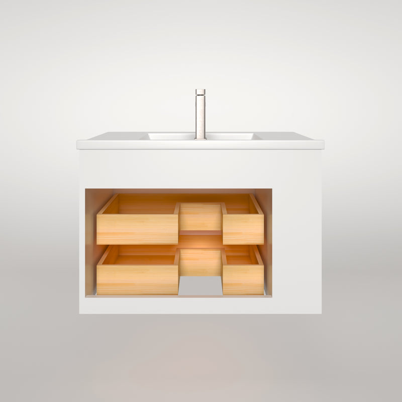 1906  30" Bathroom Vanity Wall Mount Set(Left Side Shelf)