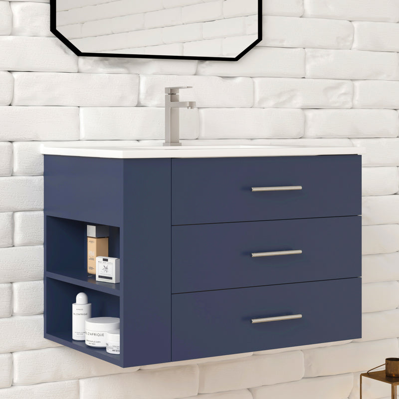 1906  30" Bathroom Vanity Wall Mount Set(Left Side Shelf)