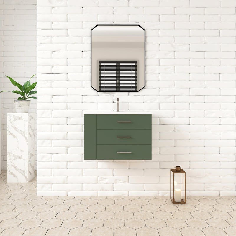 1906  30" Bathroom Vanity Wall Mount Set(Left Side Shelf)
