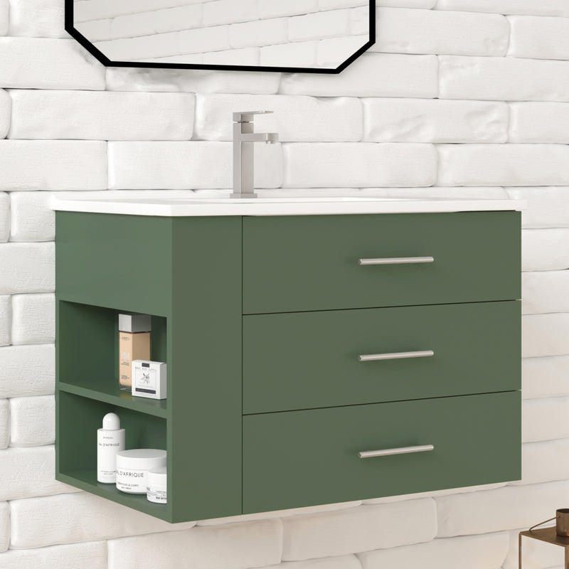 1906  30" Bathroom Vanity Wall Mount Set(Left Side Shelf)