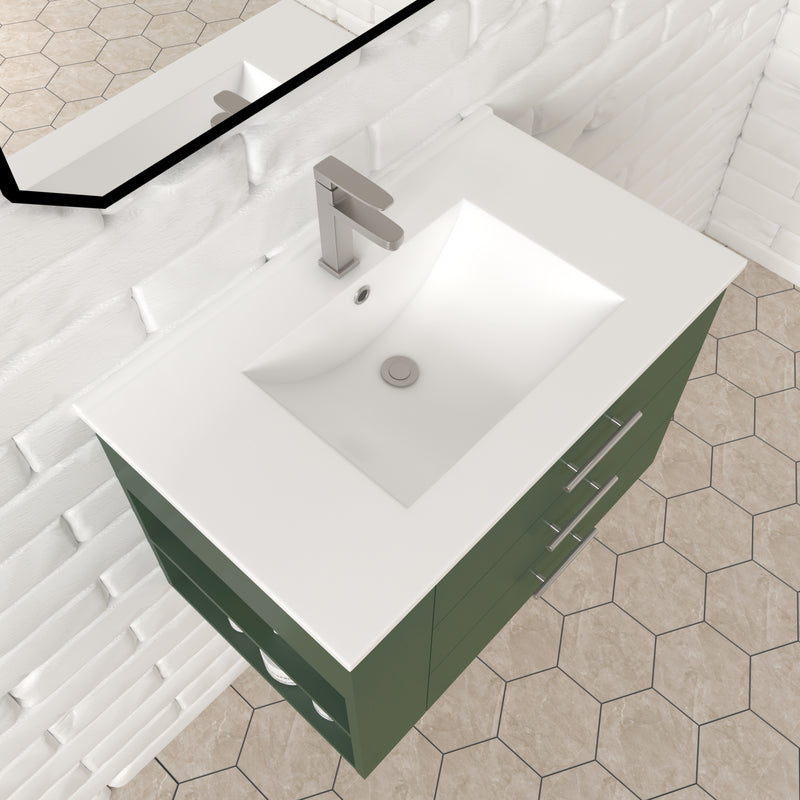 1906  30" Bathroom Vanity Wall Mount Set(Left Side Shelf)