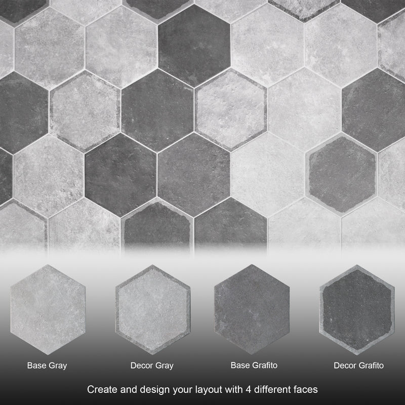 Dakota 7.87"x9.45" Matte Porcelain Floor and Wall Tile - Base Grafito