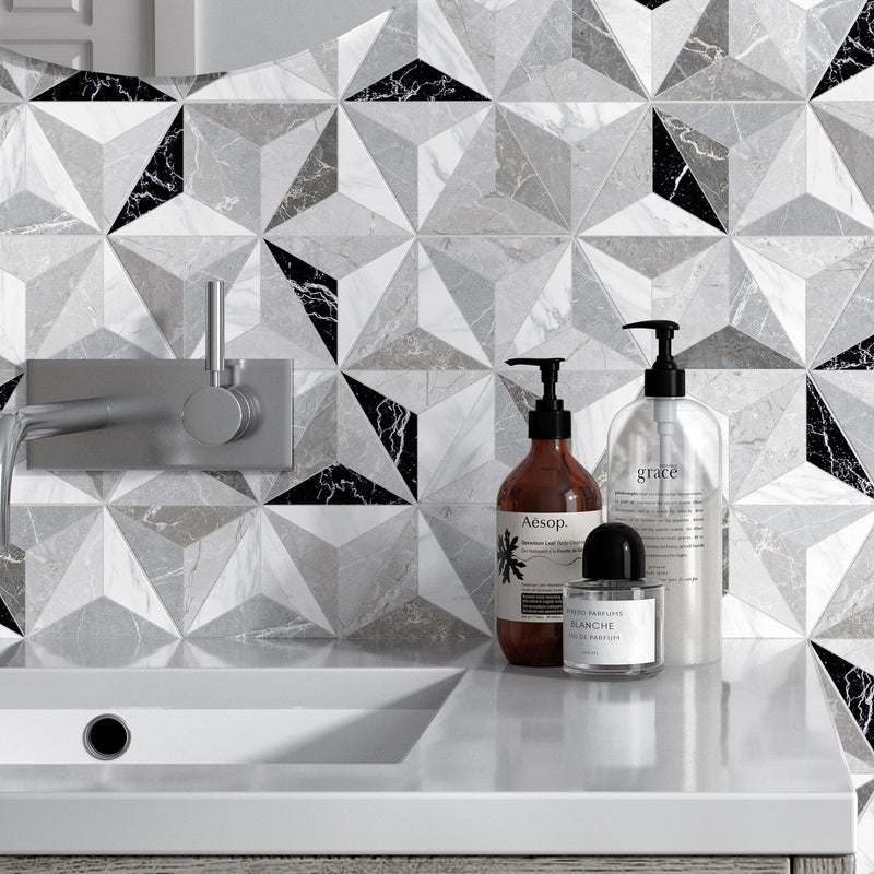 IRIS 7.7"x8.9" Matte Porcelain Floor and Wall Tile - Gray