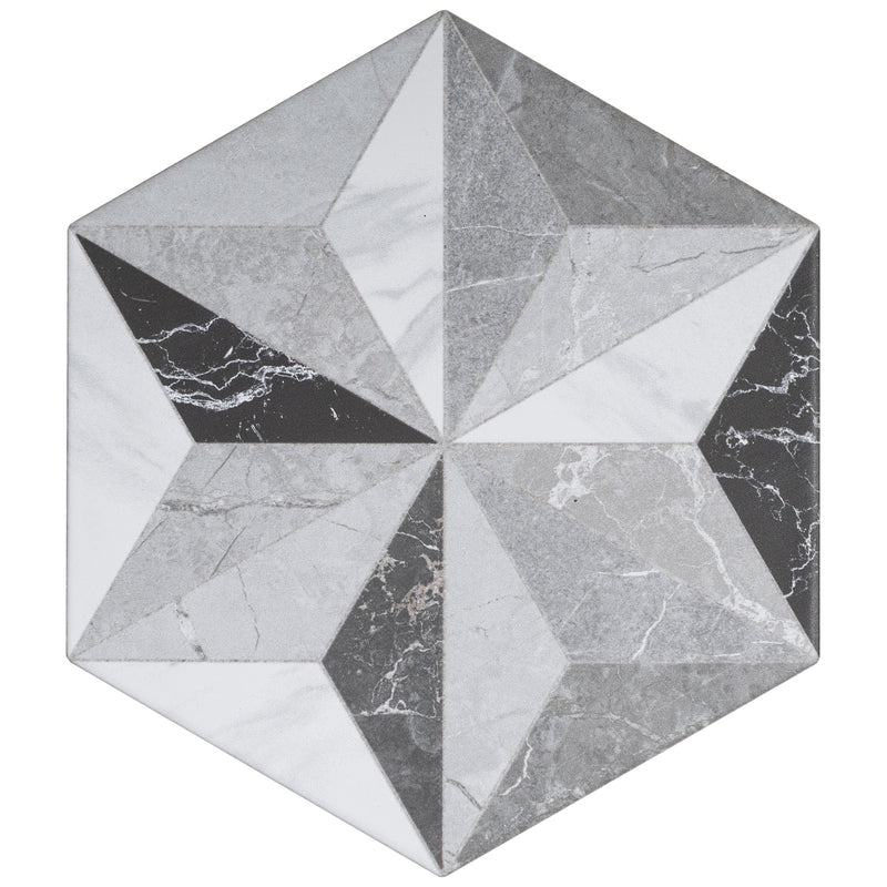 IRIS 7.7"x8.9" Matte Porcelain Floor and Wall Tile - Gray
