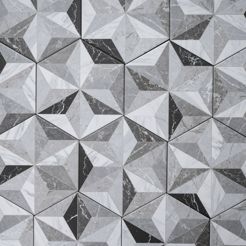 IRIS 7.7"x8.9" Matte Porcelain Floor and Wall Tile - Gray
