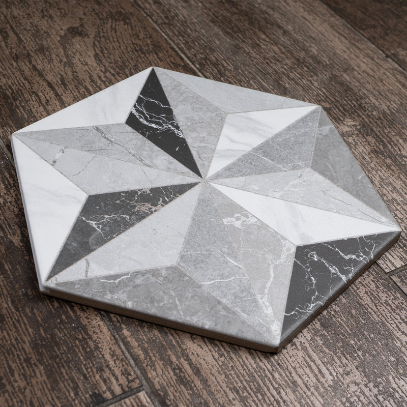 IRIS 7.7"x8.9" Matte Porcelain Floor and Wall Tile - Gray
