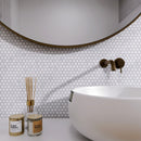 Porcetile White Cararra 12.41 in. x 11.46 in. Penny Matte Porcelain Mosaic Wall and Floor Tile