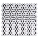 Porcetile White Cararra 12.41 in. x 11.46 in. Penny Matte Porcelain Mosaic Wall and Floor Tile