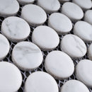 Porcetile White Cararra 12.41 in. x 11.46 in. Penny Matte Porcelain Mosaic Wall and Floor Tile