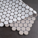 Porcetile White Cararra 12.41 in. x 11.46 in. Penny Matte Porcelain Mosaic Wall and Floor Tile