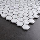 Porcetile White Cararra 10.24 in. x 11.82 in. Hexagon Matte Porcelain Mosaic Wall and Floor Tile