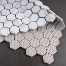 Porcetile White Cararra 10.24 in. x 11.82 in. Hexagon Matte Porcelain Mosaic Wall and Floor Tile