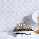 Porcetile White Cararra 9.69 in. x 11.03 in. Arabesque Matte Porcelain Mosaic Wall and Floor Tile