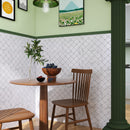 Porcetile White Cararra 9.69 in. x 11.03 in. Arabesque Matte Porcelain Mosaic Wall and Floor Tile