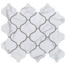 Porcetile White Cararra 9.69 in. x 11.03 in. Arabesque Matte Porcelain Mosaic Wall and Floor Tile