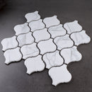 Porcetile White Cararra 9.69 in. x 11.03 in. Arabesque Matte Porcelain Mosaic Wall and Floor Tile