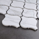 Porcetile White Cararra 9.69 in. x 11.03 in. Arabesque Matte Porcelain Mosaic Wall and Floor Tile