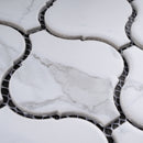 Porcetile White Cararra 9.69 in. x 11.03 in. Arabesque Matte Porcelain Mosaic Wall and Floor Tile