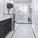 Porcetile White Cararra 11.46 in. x 12.01 in. Fish Scale Matte Porcelain Mosaic Wall and Floor Tile