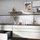 Porcetile White Cararra 11.46 in. x 12.01 in. Fish Scale Matte Porcelain Mosaic Wall and Floor Tile